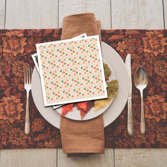 Pumpkin Halloween orange yellow green white Napkin (Creator Uploaded)