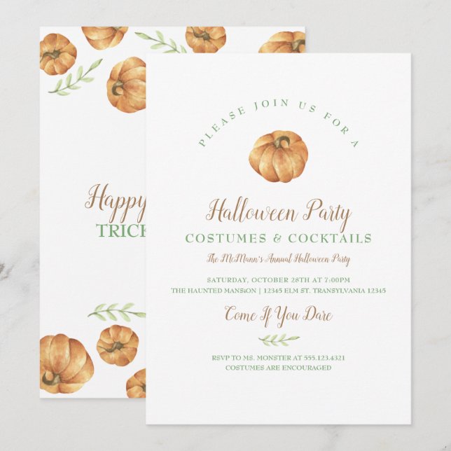 Pumpkin Halloween Party Invitation (Front/Back)