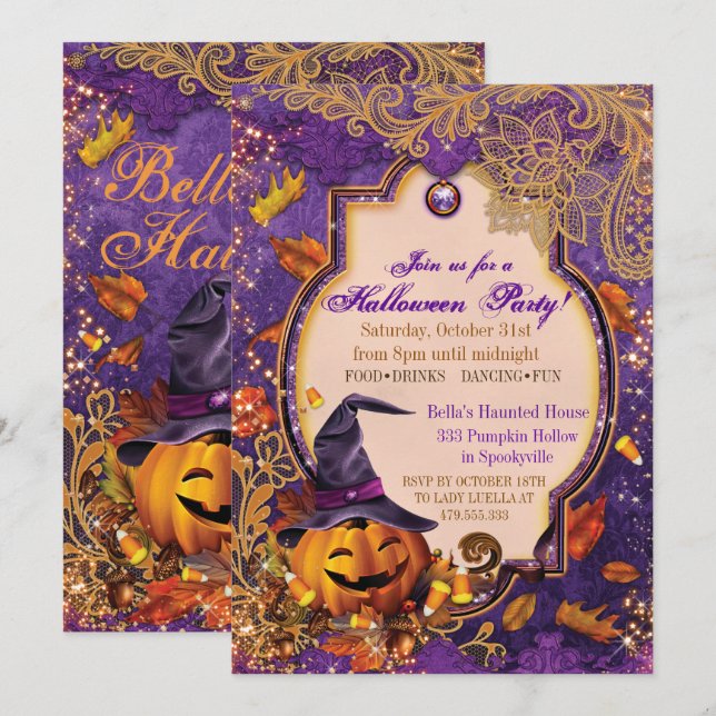 PUMPKIN HALLOWEEN PARTY INVITATION (Front/Back)
