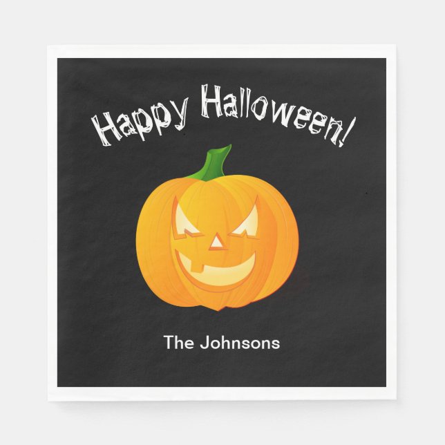 Pumpkin Halloween Party Paper Napkins (Front)