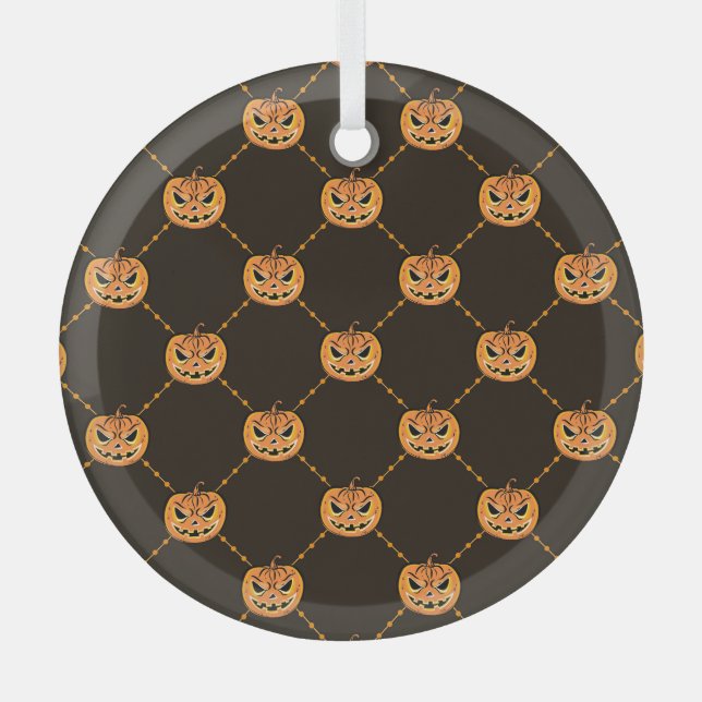 Pumpkin Halloween party theme. Glass Tree Decoration (Front)
