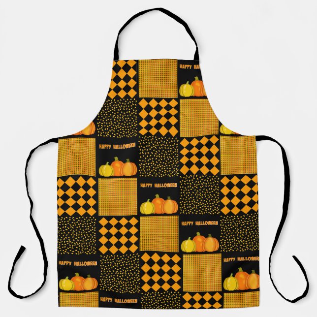Pumpkin Halloween Patchwork Pattern Apron (Front)