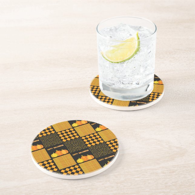 Pumpkin Halloween Patchwork Pattern Coaster (Side)