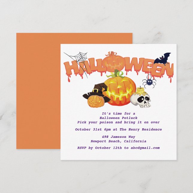 Pumpkin Halloween Putlock Invitation (Front/Back)