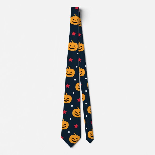 Pumpkin Halloween Seamless Pattern Tie (Front)