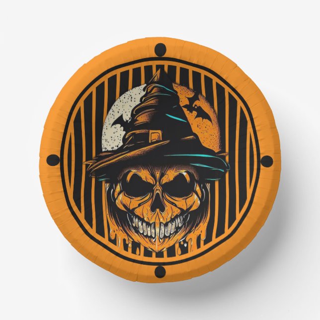 pumpkin/Halloween/skull/spooky  Paper Plate (Front)