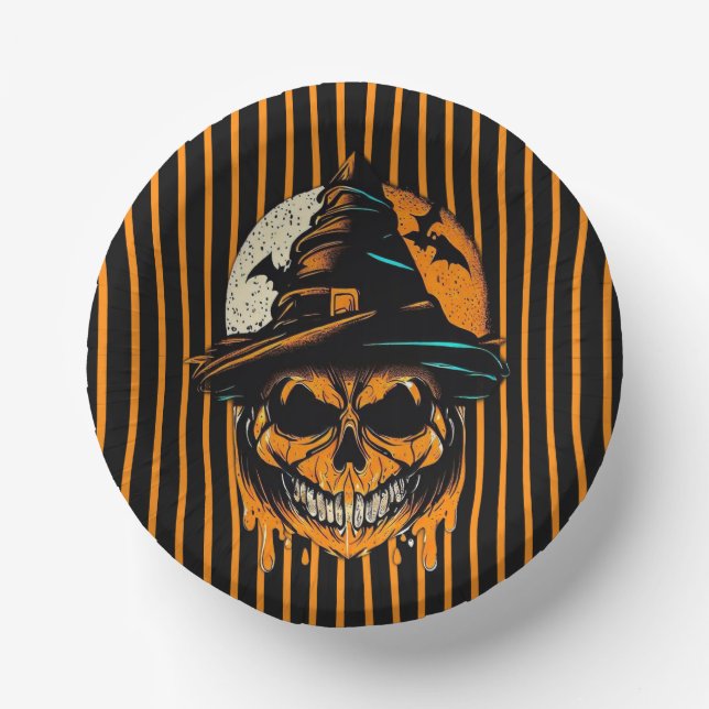 pumpkin/Halloween/skull/spooky  Paper Plate (Front)