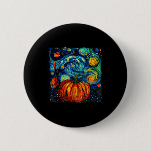 Pumpkin Halloween Starry Night Van Gogh Thanksgivi 6 Cm Round Badge