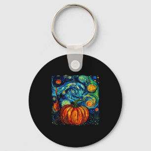 Pumpkin Halloween Starry Night Van Gogh Thanksgivi Key Ring