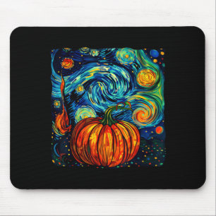 Pumpkin Halloween Starry Night Van Gogh Thanksgivi Mouse Mat