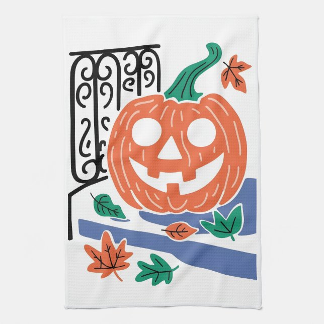 Pumpkin Halloween Tea Towel (Vertical)