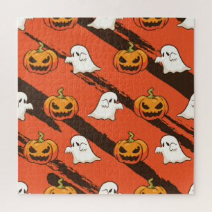 Pumpkin Halloween theme, seamless pattern. Jigsaw Puzzle