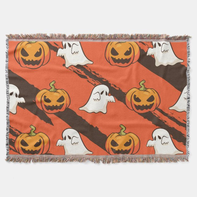 Pumpkin Halloween theme, seamless pattern. Throw Blanket (Front)