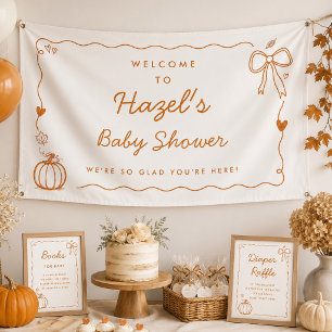 Pumpkin Hand Drawn Doodle Baby Shower Welcome Banner
