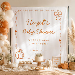Pumpkin Hand Drawn Dooodle Baby Shower Backdrop Tapestry