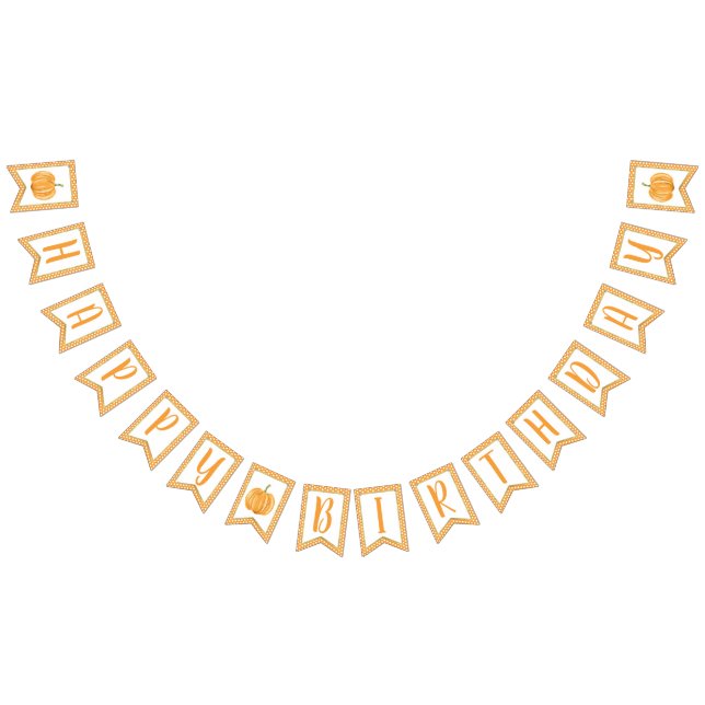 Pumpkin Happy Birthday Banner Boy - Orange Dots (All)