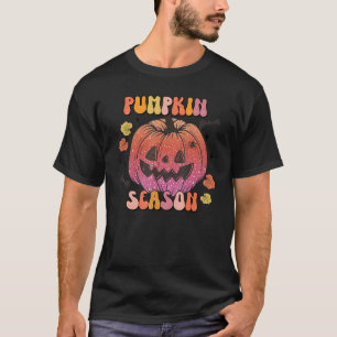 Pumpkin Happy Face Pumpkin Season Retro Fall T-Shirt