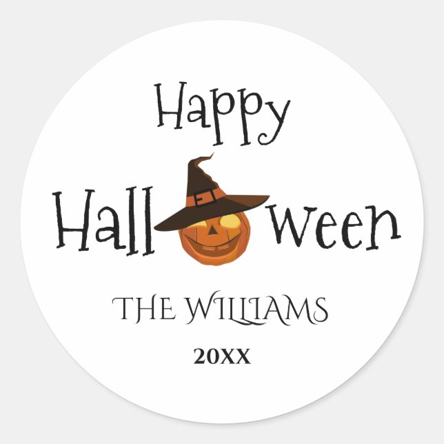  Pumpkin Happy Halloween Personalised  Classic Round Sticker (Front)