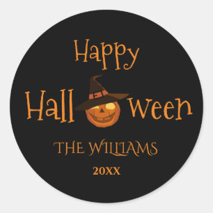  Pumpkin Happy Halloween Personalised  Classic Round Sticker