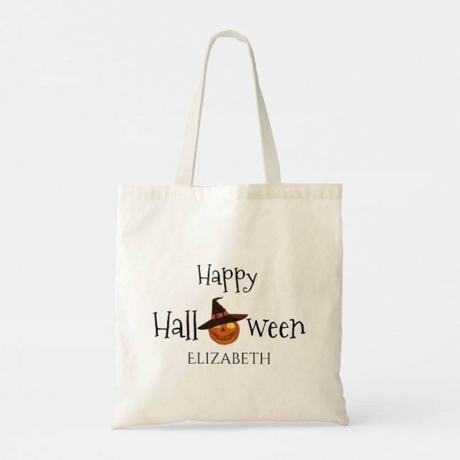  Pumpkin Happy Halloween Personalised  Tote Bag (Back)