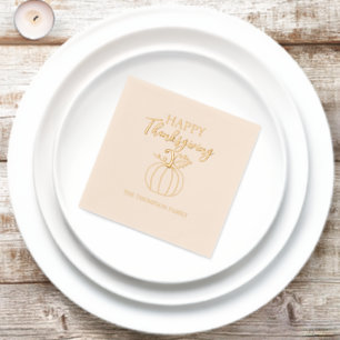 Pumpkin Happy Thanksgiving Family Party Foil Napkins