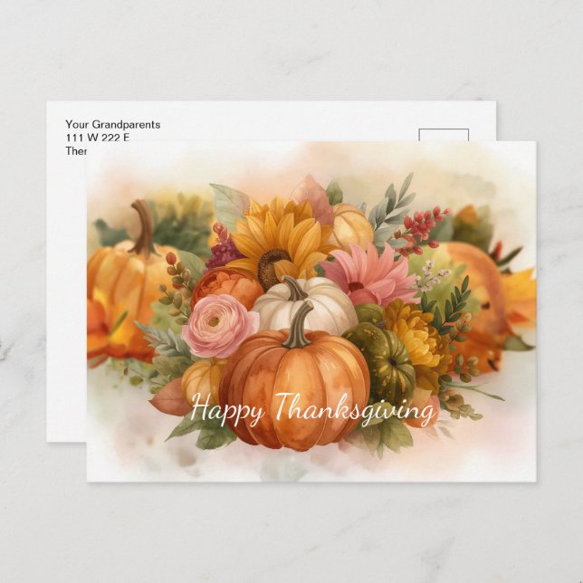 Pumpkin Harvest Fall Colours  Holiday Postcard (Front/Back)