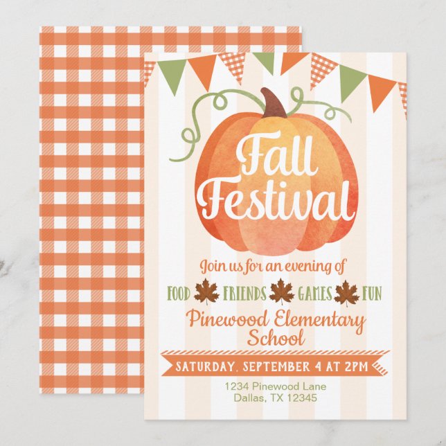 Pumpkin Harvest Fall Festival Invitation (Front/Back)