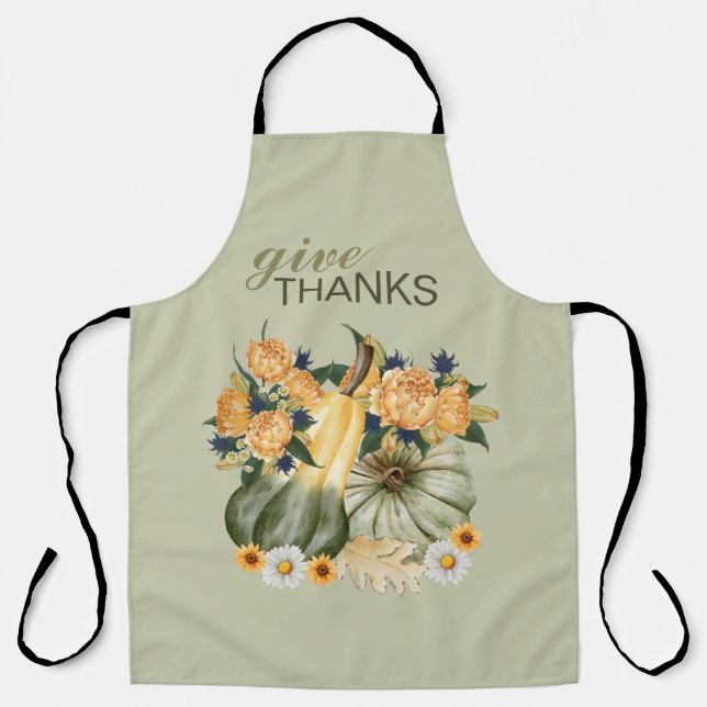 Pumpkin Harvest Floral Fusion  Apron (Front)