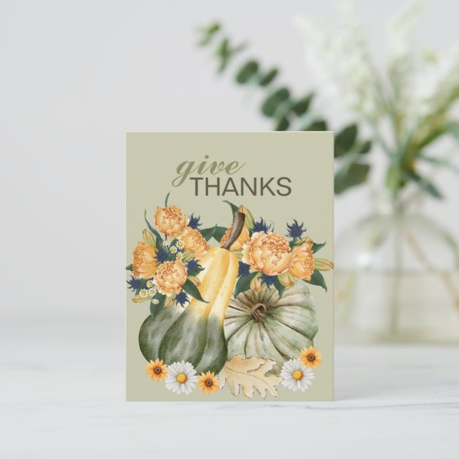 Pumpkin Harvest Floral Fusion  Card (Standing Front)
