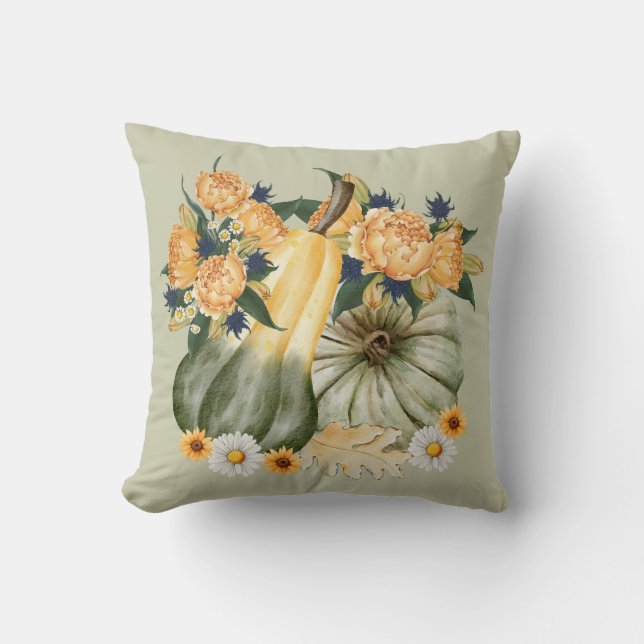 Pumpkin Harvest Floral Fusion  Cushion (Front)