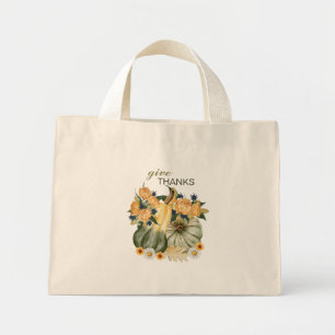 Pumpkin Harvest Floral Fusion  Mini Tote Bag