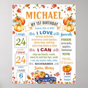 Pumpkin Harvest Halloween Birthday milestone Poster