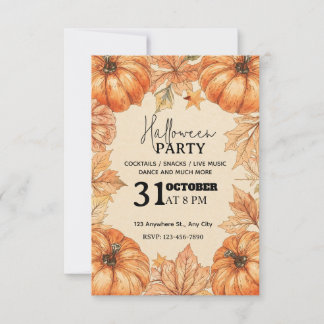 Pumpkin Harvest Halloween Party Invitation