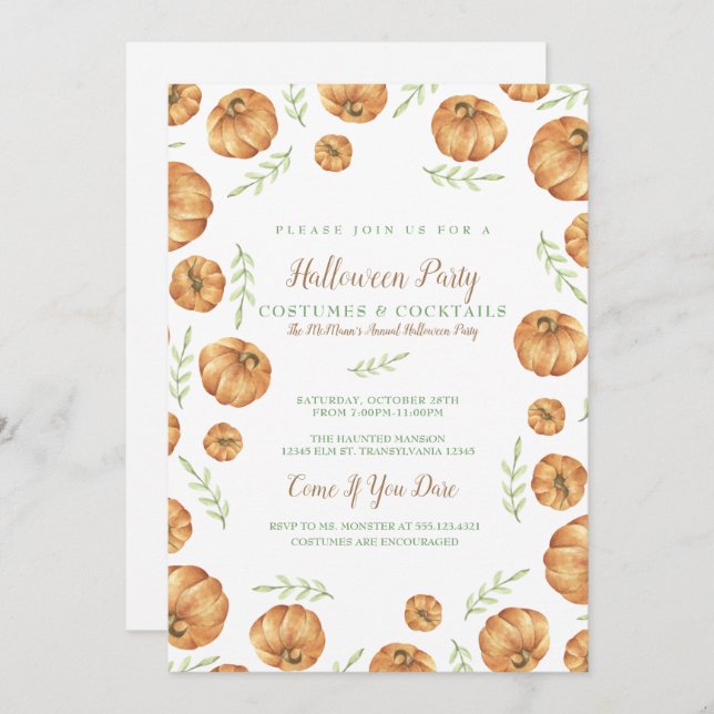 Pumpkin, Harvest Invitation (Front/Back)