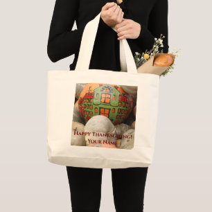 Pumpkin harvest large tote bag