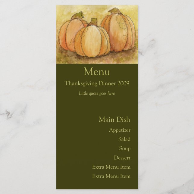 Pumpkin Harvest Menu Card (Front)