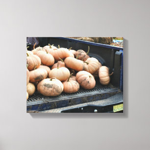 Pumpkin Harvest On Pickup Truck Fall Canvas Print
