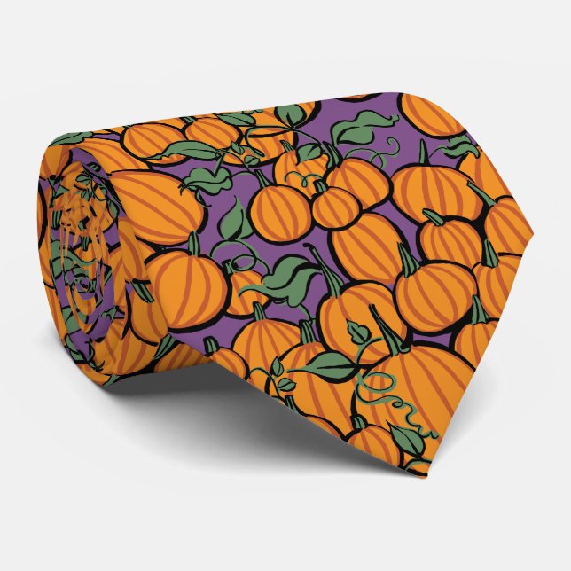 Pumpkin Harvest on Purple Tie (Rolled)