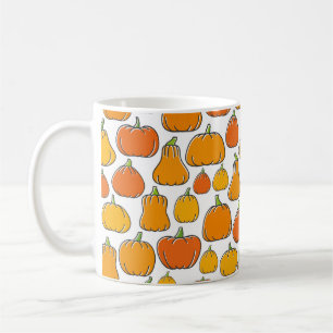 Pumpkin harvest seamless pattern. Season ripe oran Coffee Mug