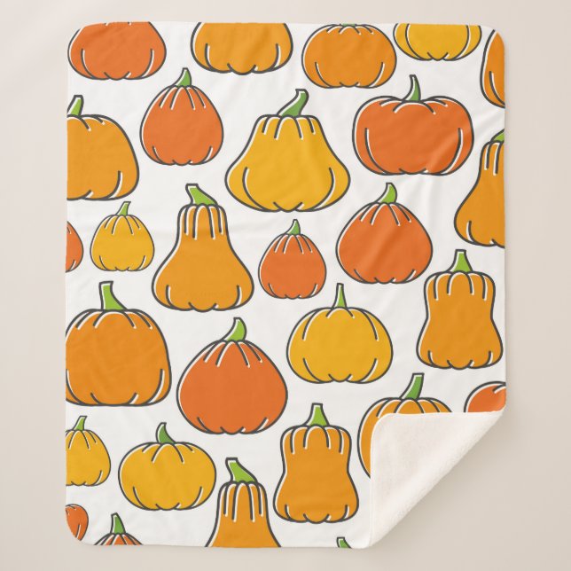 Pumpkin harvest seamless pattern. Season ripe oran Sherpa Blanket (Front)