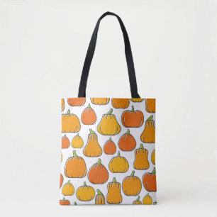 Pumpkin harvest seamless pattern. Season ripe oran Tote Bag
