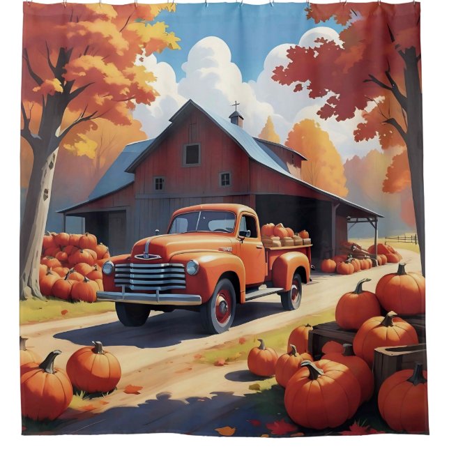 Pumpkin Harvest Shower Curtain (Front)