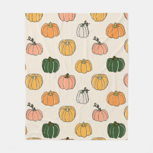 Pumpkin Harvest vintage Seamless Pattern Fleece Blanket
