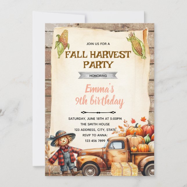 Pumpkin hayride party invitation (Front)