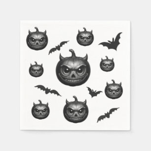 Pumpkin head and bats napkin