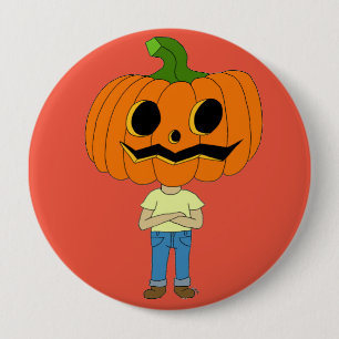 pumpkin head chibi boy 10 cm round badge