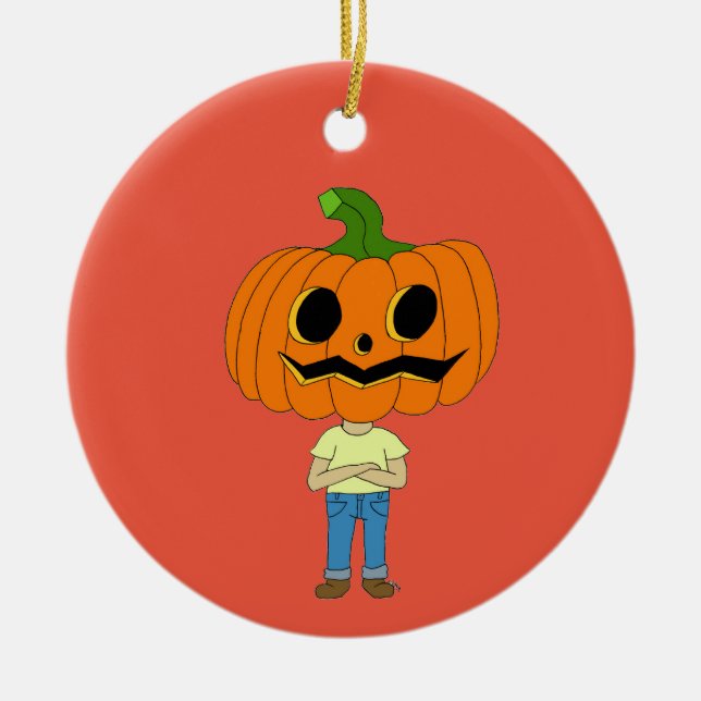 pumpkin head chibi boy      ceramic tree decoration (Front)