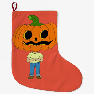 pumpkin head chibi boy large christmas stocking