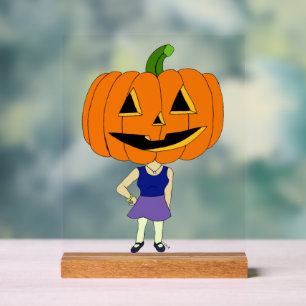 pumpkin head chibi girl  acrylic sign