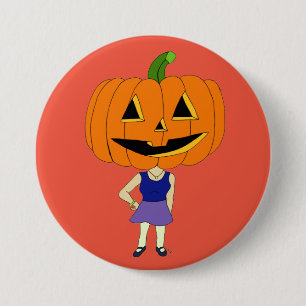 pumpkin head chibi girl button